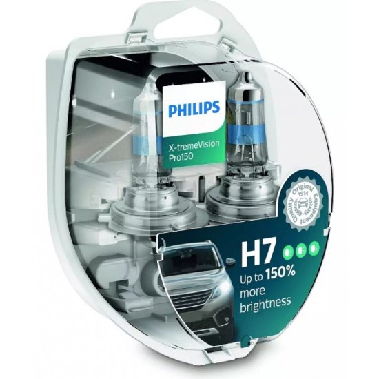 Автолампы H7 "Philips" X-trem Vision Pro, +150%, 12V, 55W, 3400K