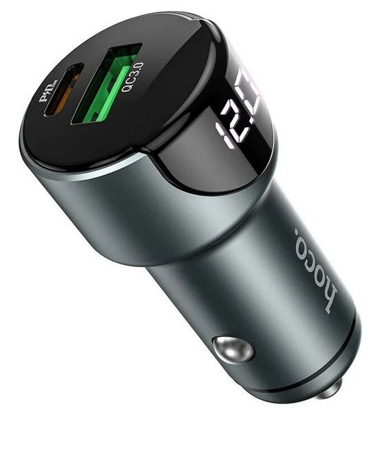 Зарядное устройство для 1 USB+Type-C "Hoco", автомобильное, быстрая зарядка