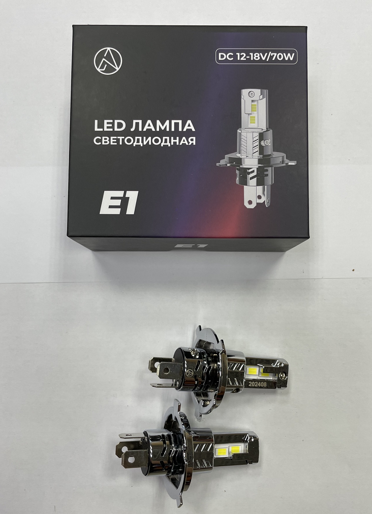 Комплект светодиодных ламп H4, E1-H4, Compakt, 12-18V, 35W, 6000K, 3800LM