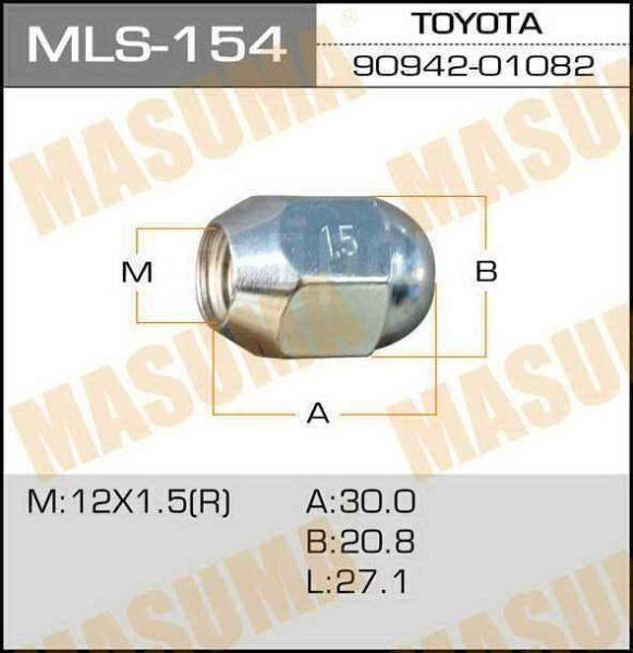 Гайка колесная Toyota, Daihatsu, Lexus, Mitsubishi, Honda "Masuma" 12x1.5 / под ключ=21мм