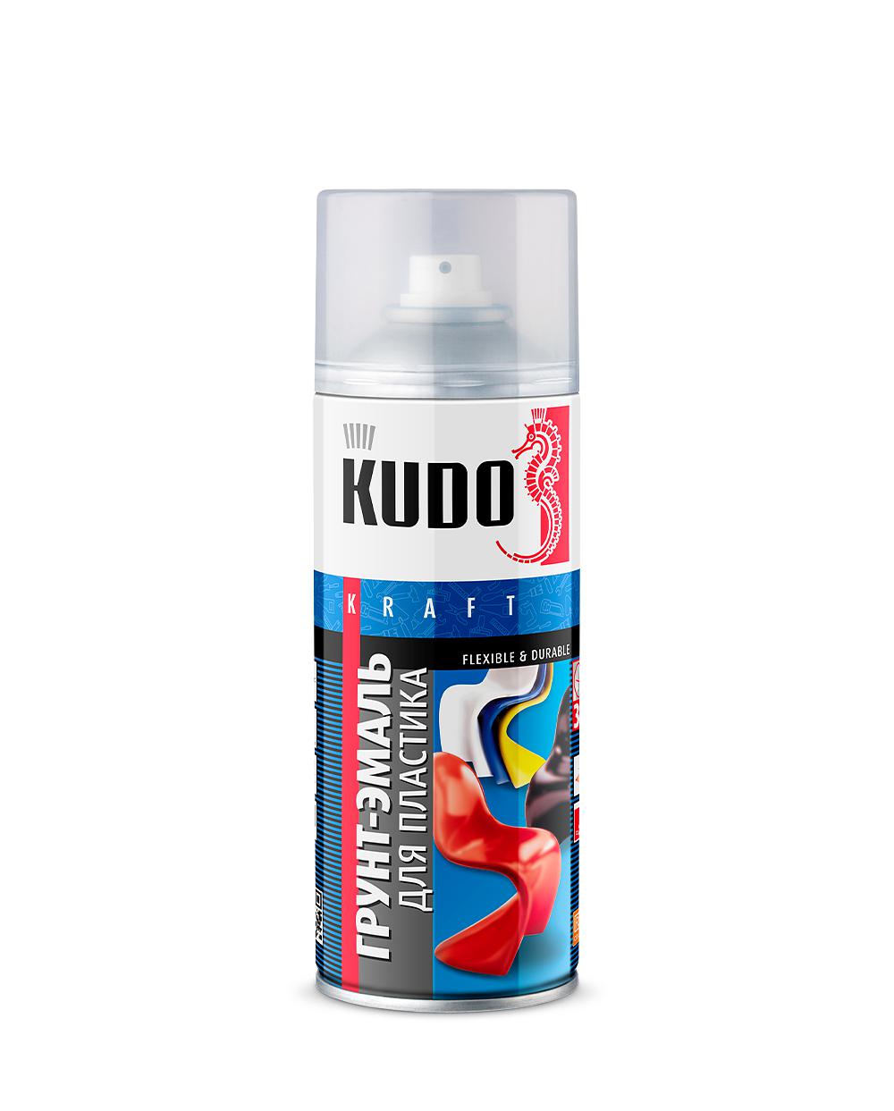 Грунт по пластику "KUDO", светло серый, спрей, 520мл