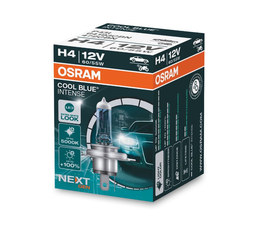 Автолампа H4 "Osram", Cool Blue INTENSE, +100%, 12V, 60/55W, 5000K