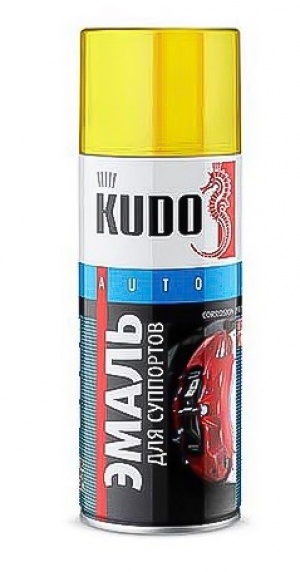 Эмаль "KUDO" для суппортов и тормозных барабанов, желтая, 520мл