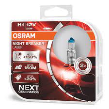 Автолампы H1 "Osram", Night Breaker Laser, +150%, 12V, 55W, 3200K