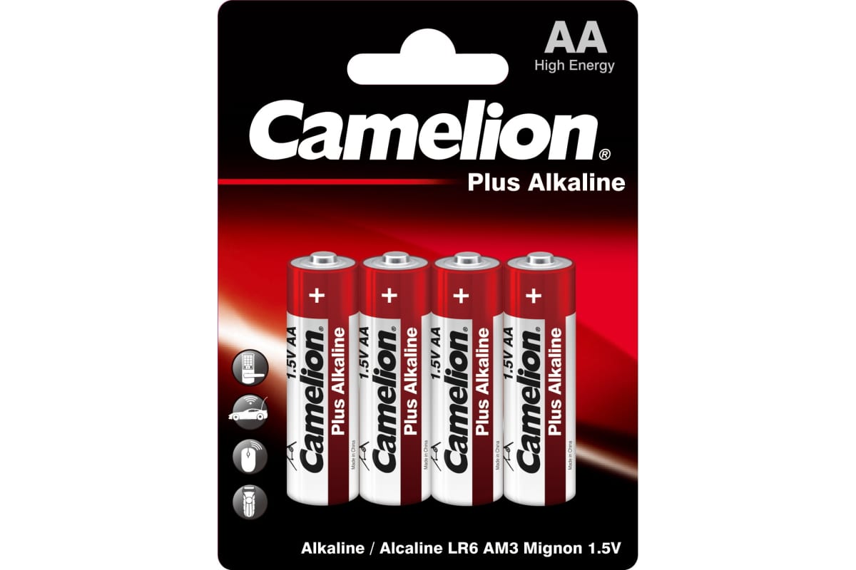 Батарейка AA "Camelion", алкалиновая, 4 шт