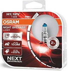 автолампы h1 "osram", night breaker laser, +150%, 12v, 55w, 3200k