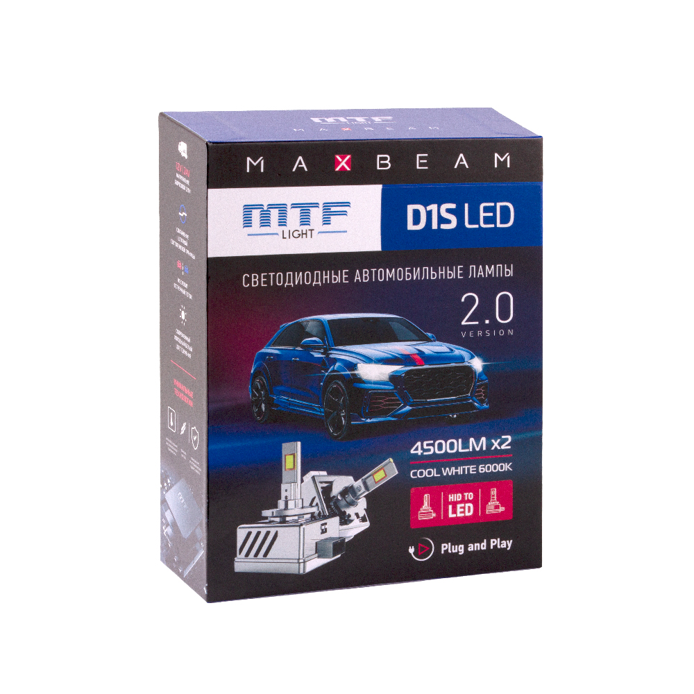 Комплект светодиодных ламп D1S "MTF", MaxBeam, 85V, 35W, 4500lm, 6000K, кулер
