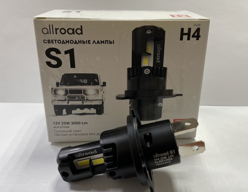 Комплект светодиодных ламп H4 "Allroad", S1, Compakt, 9-18V, 25W, 6000K, 3000Lm