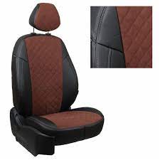 Чехлы Nissan Qashqai 2014-, экокожа "Автопилот", алькантара, ромб, черный+коричневый