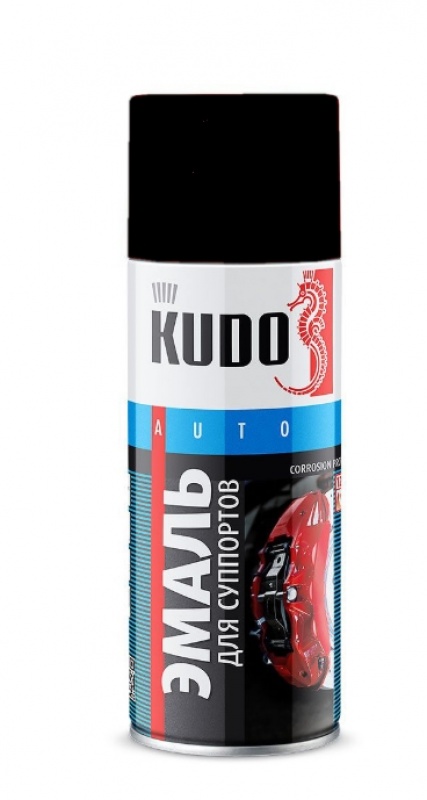 Эмаль "KUDO" для суппортов и тормозных барабанов, черная, 520мл